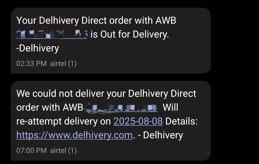 shishir_max's tweet photo. In the afternoon, it says out for delivery and by 7PM in the evening you send a message as we could not deliver the order without adding any reason. https://t.co/k2M9VJ9nRb