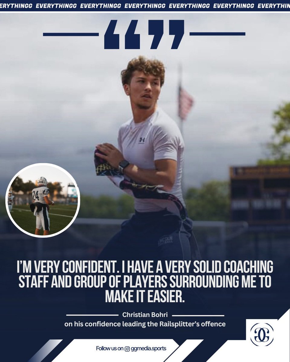 Christian Bohri 27’ | QB  | Looking Forward To A Great Year Leading The Railsplitters Offense ! Excited To See His Growth. 

#EverythingGGM #NYCFootball