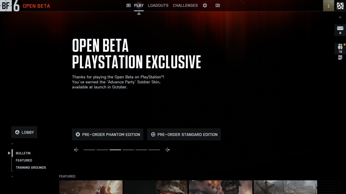 There's an exclusive Battlefield 6 skin you can get by just playing the Beta on PlayStation. It says the new "Advance Party" skin will be available in Battlefield 6 at launch for PS5 players.