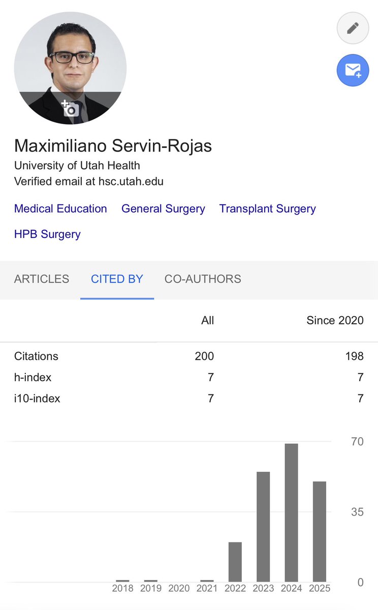 Max Servin-Rojas (@servinrojasmd) on Twitter photo Happy to reach the 200 citations milestone. I would’ve never imagined I would get to publish in the most important journals in Surgery when I was a medical student back in Mexico.
Thankful to my mentors <a href="/motazqadan/">Motaz Qadan, MD, PhD</a> <a href="/benzendejas/">Ben Zendejas</a> and Ignacio Garcia-Juarez MD Happy to reach the 200 citations milestone. I would’ve never imagined I would get to publish in the most important journals in Surgery when I was a medical student back in Mexico.
Thankful to my mentors <a href="/motazqadan/">Motaz Qadan, MD, PhD</a> <a href="/benzendejas/">Ben Zendejas</a> and Ignacio Garcia-Juarez MD
