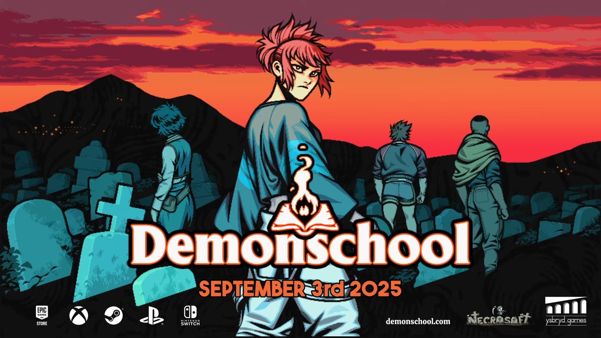 Demonschool launches on September 3 for PS5, PS4, Xbox Series X|S, Switch, and PC as shown in a new trailer during the Indie World Japan showcase: rpgsite.net/news/18107-dem…