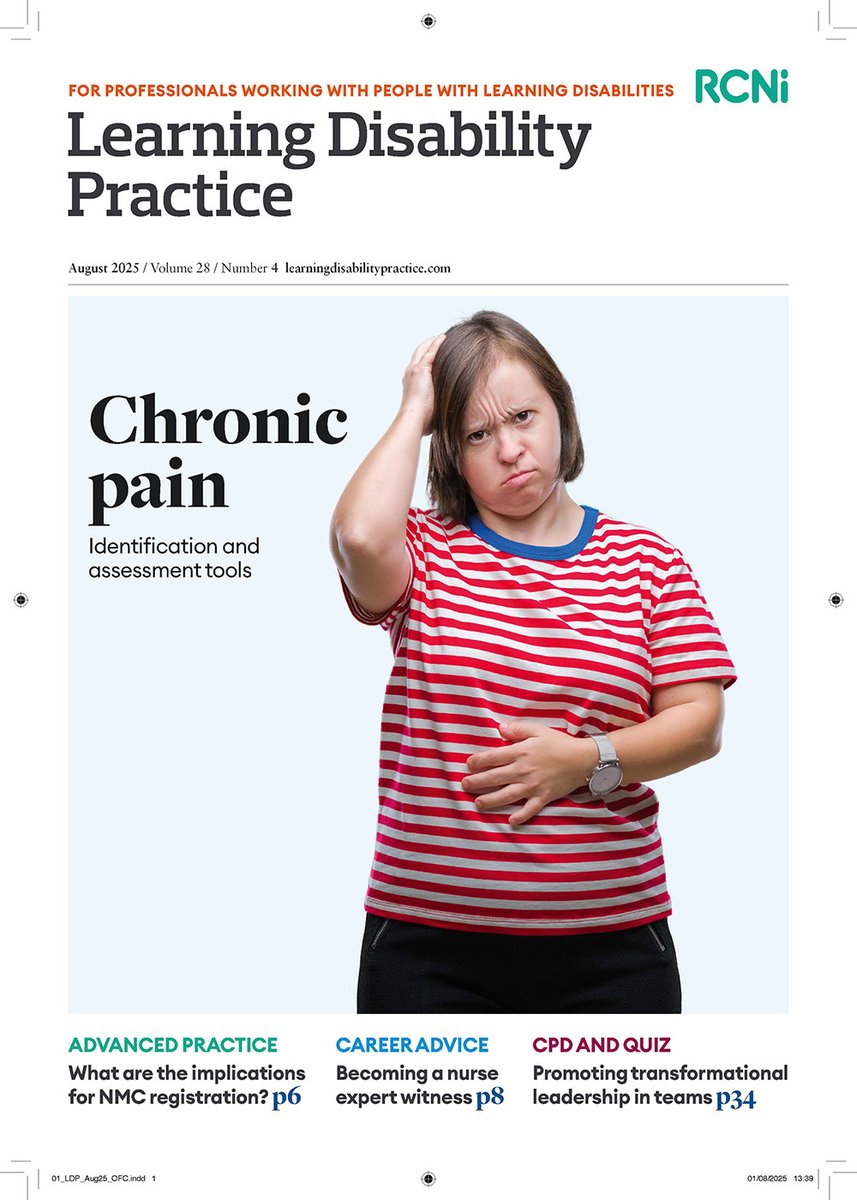 The August issue of the digital journal Learning Disability Practice is out now. It features a #CPD and quiz on transformational leadership <a href="/JRK_RNLD/">#HelloMyNameIs Joe</a> , the latest on advanced practice #nmc , service training, chronic pain <a href="/NurseEmmaW/">Emma Whiteman | Student LD Nurse</a>  and careers advice. 

journals.rcni.com/toc/ldp/28/4