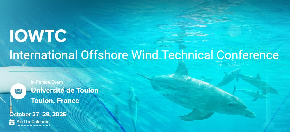 Registration is now open for the 6th International Conference on #OffshoreWindEnergy (#IOWTC 2025) in Toulon, France

Explore innovations driving faster, smarter, and more responsible offshore wind deployment.

Organised by <a href="/ASMEdotorg/">ASME.org</a>, <a href="/PoleMerMed/">Pôle Mer Méditerranée</a>, #UniversitédeToulon and