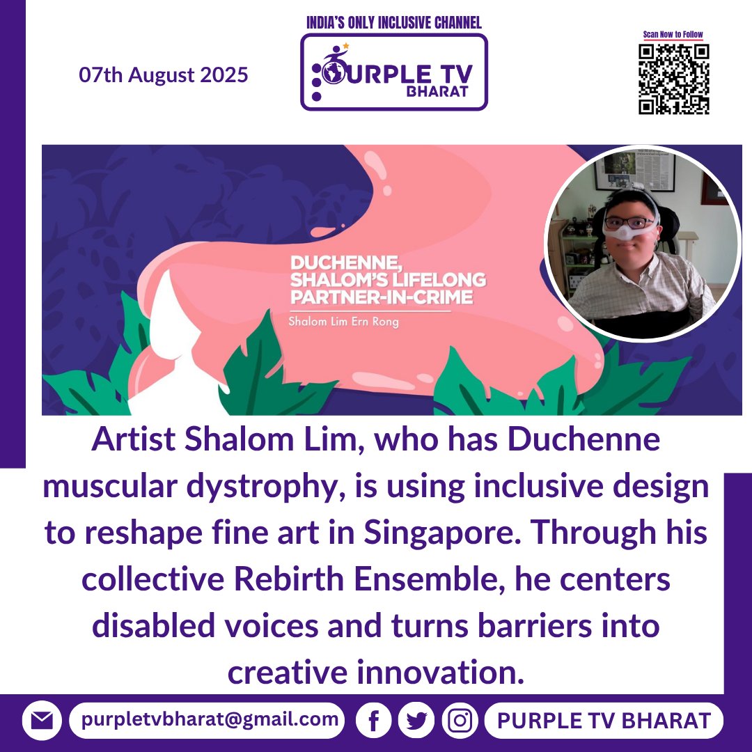 PurpleTVBharat's tweet image. "Disability isn’t a barrier—it’s a source of creativity." Artist Shalom Lim and partner Amanda are transforming Singapore’s art scene through inclusive design, placing disabled voices at the center of creation.

#InclusiveDesign #DisabilityArts #RebirthEnsemble #Singapore