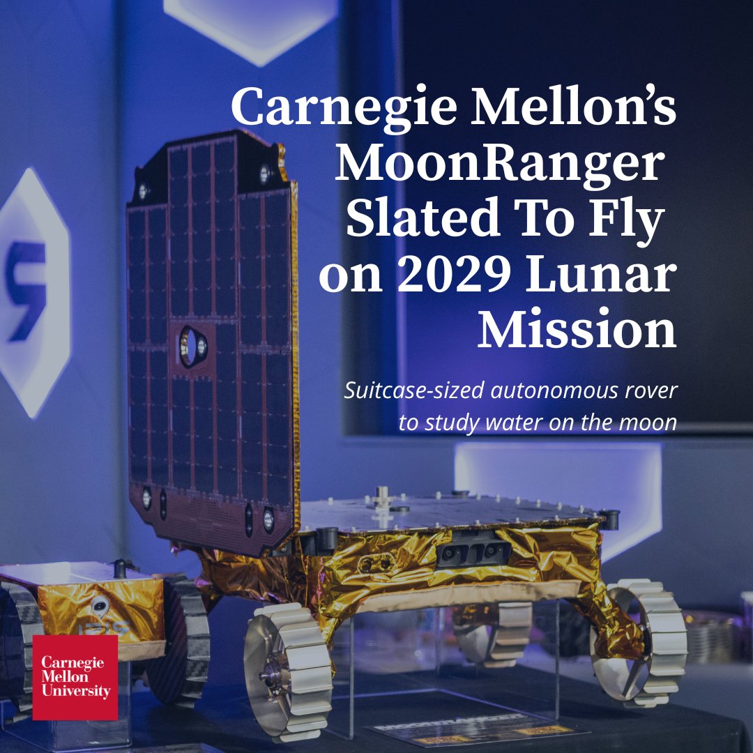 NASA has tapped a lunar rover built at CMU to advance our understanding of water on the moon as it autonomously explores the lunar surface.

MoonRanger will be aboard a 2029 mission to carry a neutron spectrometer and demonstrate new levels of autonomous navigation on the moon.