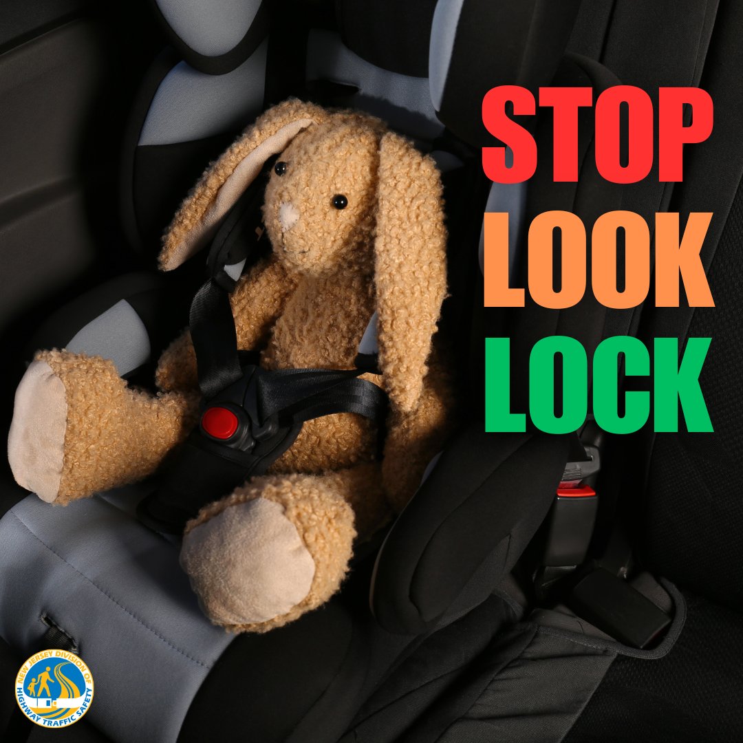 Prevent vehicle-related heatstroke in children. TIP: Keep a stuffed animal in the car seat when it's empty. When your child is in the seat, move the toy to the front passenger seat as a visual reminder to check the back seat. 

#StopLookLock