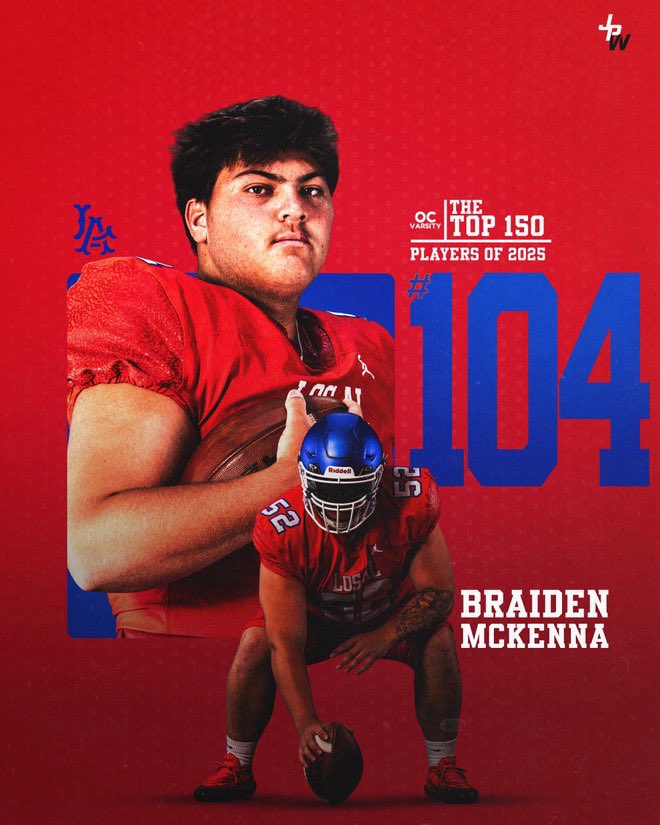 Braiden McKenna (@mckennabraiden) on Twitter photo 8 days til battle. Grateful to be in the top 150. Will face many players on this list this season. Ready for war with my brothers and to represent my school and community. 4 year Griffin…last ride! <a href="/LosAlAthletics/">Los Al Athletics</a>
<a href="/LosAlFootball/">Los Al Football</a> <a href="/LAvsInglewood/">Los Alamitos vs Inglewood Live Stream</a> <a href="/Coach_Gunnar/">Gunnar White</a> <a href="/CoachGermer/">Chad Germer</a> 8 days til battle. Grateful to be in the top 150. Will face many players on this list this season. Ready for war with my brothers and to represent my school and community. 4 year Griffin…last ride! <a href="/LosAlAthletics/">Los Al Athletics</a>
<a href="/LosAlFootball/">Los Al Football</a> <a href="/LAvsInglewood/">Los Alamitos vs Inglewood Live Stream</a> <a href="/Coach_Gunnar/">Gunnar White</a> <a href="/CoachGermer/">Chad Germer</a>