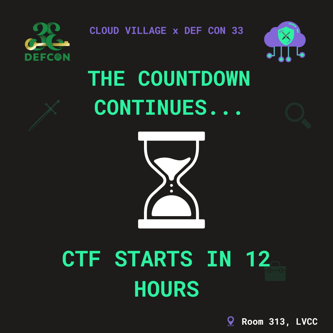 cloudvillage_dc's tweet image. ๐ T-MINUS 12 HOURS
HEX NOVAโs cloud traps are LIVE.
๐จ This is NOT a drill.
๐ฅ Agents, report for duty.
๐ง Bring your brain.
๐ฑ๏ธ Bring your browser.
๐ฏ Launches 10AM PT:
ctf.cloud-village.org
#CloudVillage #DEFCON33 #CloudCTF #HackerSummerCamp