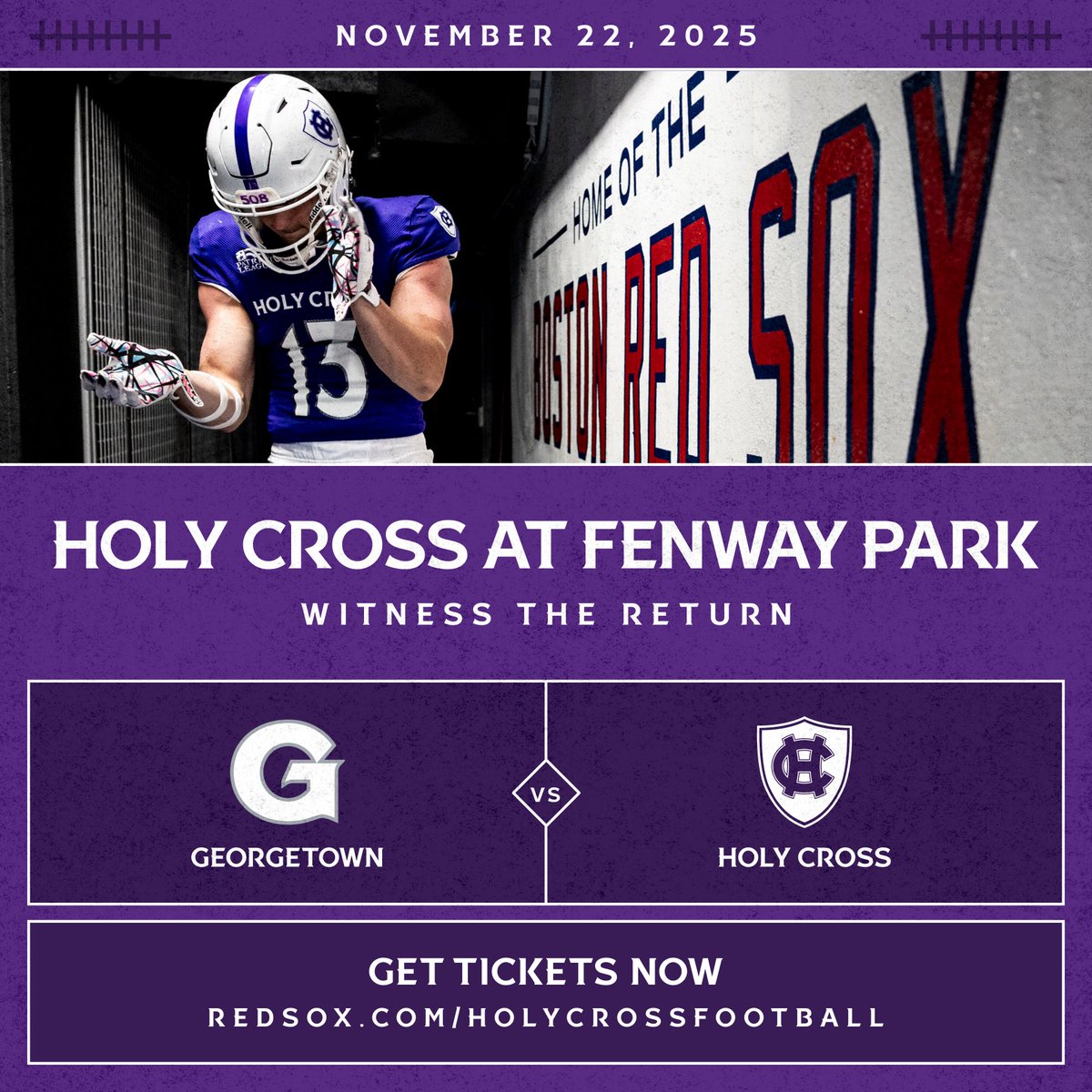 The Crusaders are coming back to town!

Tickets for <a href="/HCrossFB/">Holy Cross Football</a> at Fenway are LIVE 🎟️: bit.ly/4ld69FP