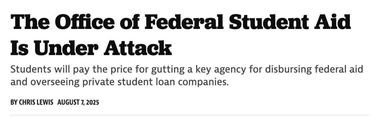 ddayen's tweet image. Student loans are pricier but at least we have higher ed grants.
Wait, except the office that gives them out has lost hundreds of employees.
Our friends at @revolvingdoordc on the crisis at the Office of Federal Student Aid: