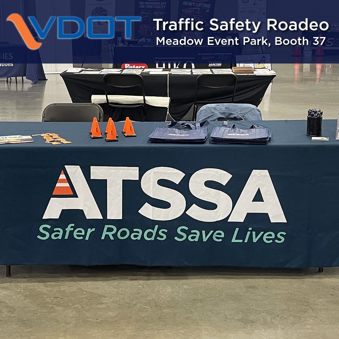 #ATSSA is excited to be at the <a href="/VaDOT/">VDOT</a> Traffic Safety Roadeo at Meadow Event Park in Doswell, Va.! Stop by booth 37, say hello, and talk #RoadwaySafety! If you haven't yet, be sure to register to join us at the 2026 Convention &amp; Traffic Expo in Houston, Feb. 20-24. #Safety