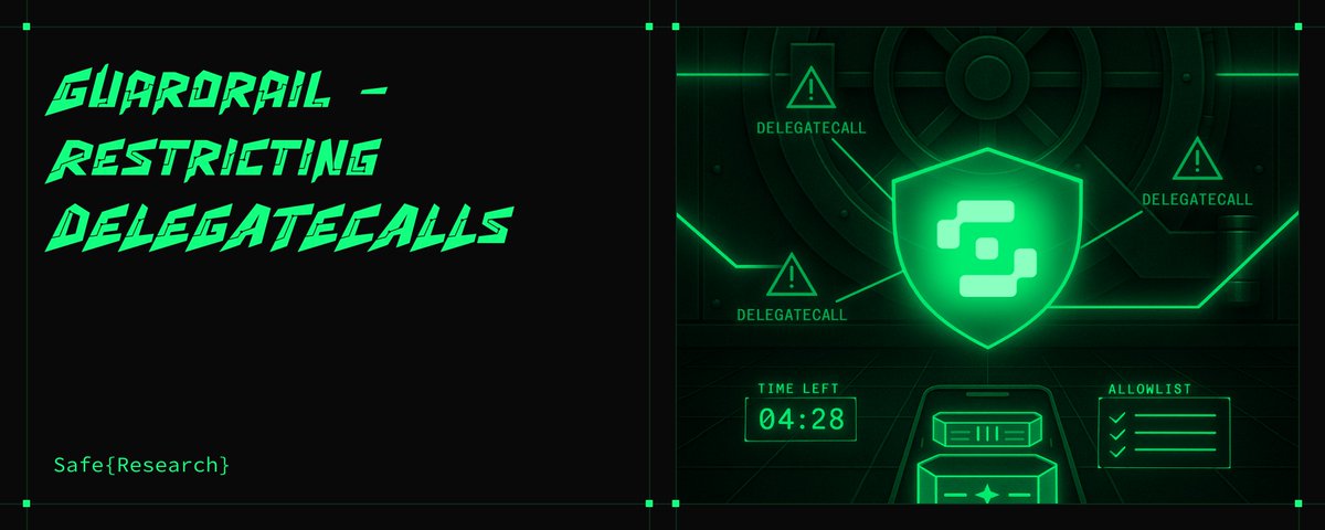 Are you using or building on Safe and worried about malicious DELEGATECALLS?

Meet Guardrail - our new project at Safe Research which introduces a simple, composable Guard that blocks unauthorized DELEGATECALLS in your smart wallet flow

Think of it this way
 🔐Multisig =