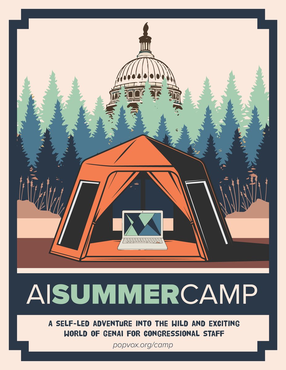 POPVOX Foundation (@popvoxfdn) on Twitter photo Congressional staffers, it's time to cross “experiment with AI” off your to-do list - no bug spray required! ✅
<a href="/popvoxfdn/">POPVOX Foundation</a>'s AI Summer Camp is a self-led adventure into the wild & exciting world of generative artificial intelligence (GenAI).
Learn more: popvox.org/camp Congressional staffers, it's time to cross “experiment with AI” off your to-do list - no bug spray required! ✅
<a href="/popvoxfdn/">POPVOX Foundation</a>'s AI Summer Camp is a self-led adventure into the wild & exciting world of generative artificial intelligence (GenAI).
Learn more: popvox.org/camp