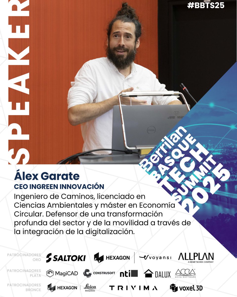 El Berrilan Basque Tech Summit 2025 cuenta este año con primeros espadas... Como Álex Garate.

Ingeniero de caminos, emprendedor y experto en #Sostenibilidad y #UrbanismoDigital.

¿En serio? ¿Te lo vas a perder? 👇  
bit.ly/BBTS25X

#BBTS25 #BBTS25Speakers
