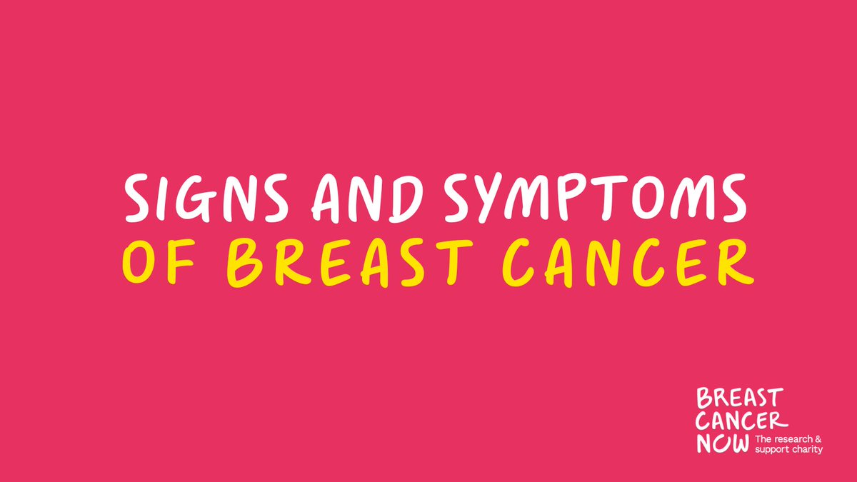 What are the symptoms of breast cancer?

Breast cancer can cause a number of signs and symptoms. See your GP if you notice a change to your breast that’s new or unusual for you.

breastcancernow.org/about-breast-c…