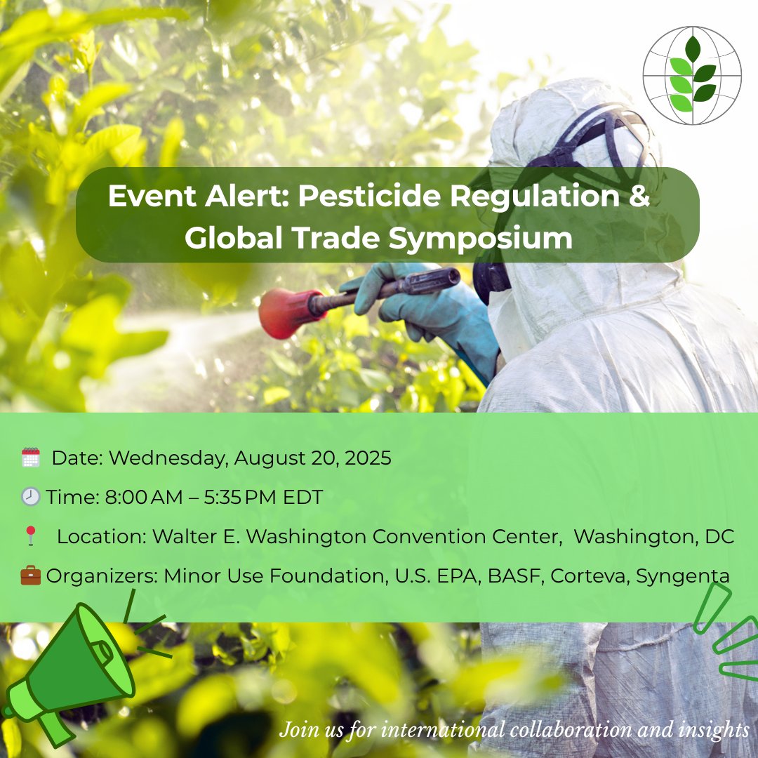 MinorUseFndn's tweet image. The Minor Use Foundation in collaboration with the @EPA, @BASF, @CortevaUS, and @SyngentaUS, will organize a day-long symposium on pesticide regulation and global trade being held during the American Chemical Society Fall 2025 Meeting. #MinorUseFoundation #ACSFall2025