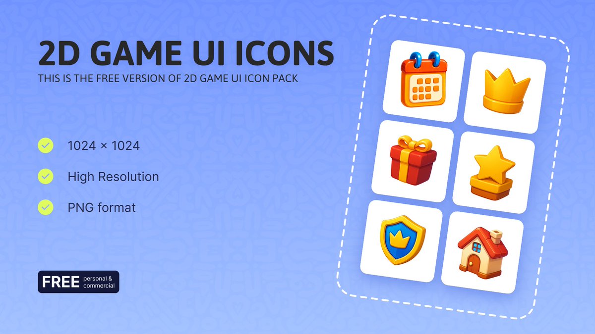 Get your hands on clean &amp; basic game UI icons
perfect for your next project.

🎯 100% free
🎮 Ready to use
📍Available on Figma Community

👉 Download here: figma.com/community/file…

#GameDesign #UIIcons #FigmaFreebies #IndieGameDev