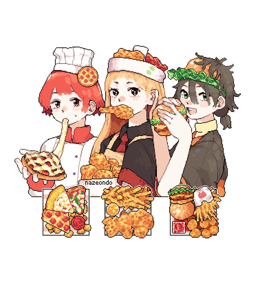 작년에 그렸던 치킨피자햄버거
#pixelart #ドット絵 #픽셀아트