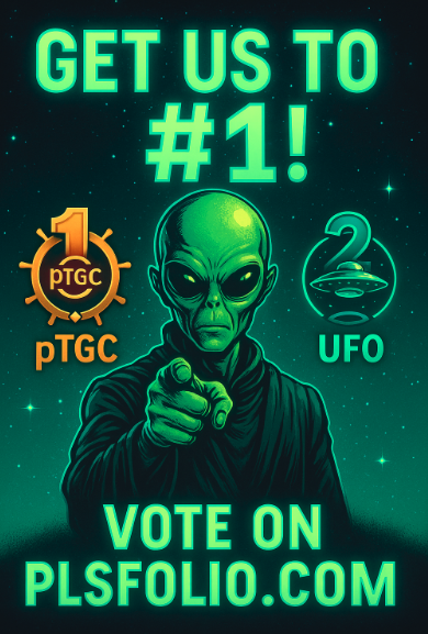 prairiebanana's tweet photo. When people come to #PulseChain let’s make sure they're exposed to the Easy Buttons first: $pTGC & $UFO —the index twins that expose them to PLS, PLSX, INC, HEX, and more.

To put pTGC & UFO in the #1 & #2 spot on @plsfolio  we need your votes twice a day.

🕑 Set an alarm.
🧵 Tie a string.
📲 Whatever it takes—vote every 12 hrs.

Links to vote 👇

Take MASSIVE ACTION until #pTGC & #UFO are in the #1 & #2 spots.

That's the mission 👽