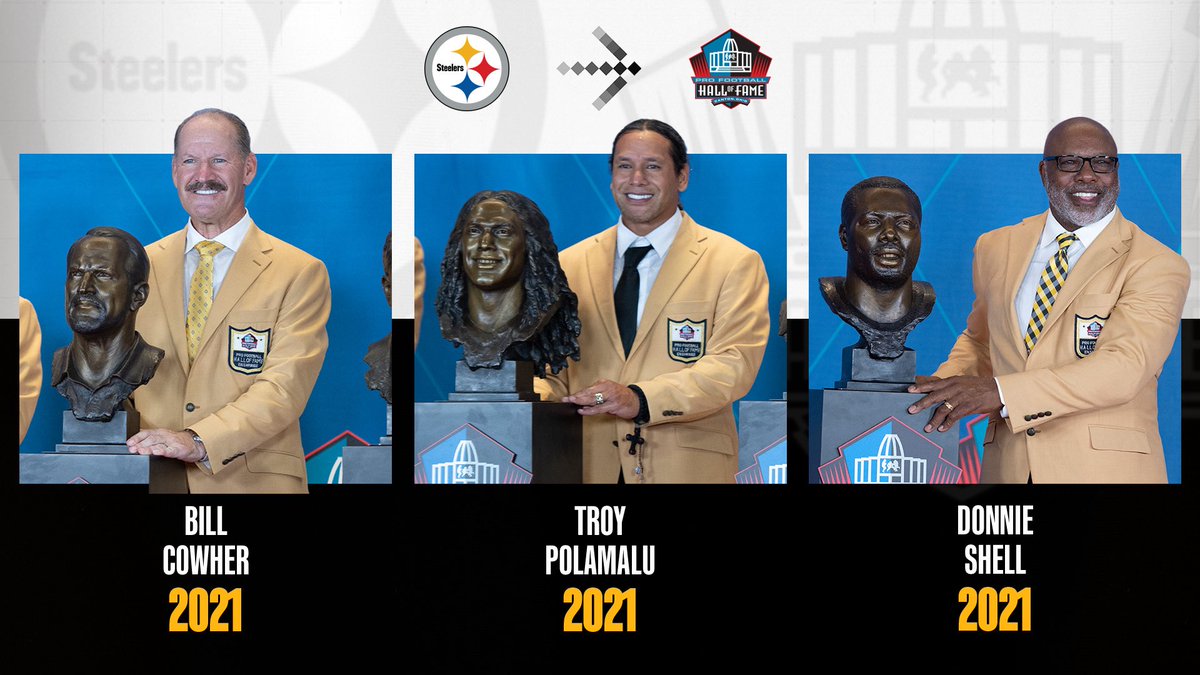 Steelers History (@steelershistory) on Twitter photo Four years ago today, Troy Polamalu, Bill Cowher & Donnie Shell were inducted into the <a href="/ProFootballHOF/">Pro Football Hall of Fame</a>.
๐: bit.ly/4fKWwx3 Four years ago today, Troy Polamalu, Bill Cowher & Donnie Shell were inducted into the <a href="/ProFootballHOF/">Pro Football Hall of Fame</a>.
๐: bit.ly/4fKWwx3