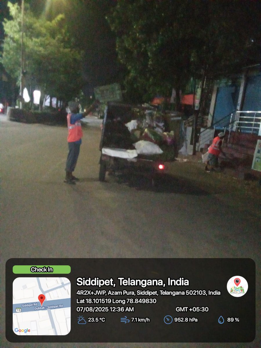Swachh Siddipet (@mc_siddipet) on Twitter photo రాత్రివేళ పారిశుద్ధ్య పనులు నిర్వహిస్తున్న మున్సిపల్ పారిశుద్ధ్య సిబ్బంది.
<a href="/cdmatelangana/">C&DMA</a> <a href="/tksreedevi/">TK Sreedevi</a> <a href="/RoopaMishra77/">Roopa Mishra</a> <a href="/VivekVenkatswam/">Dr Vivek Venkatswamy</a> <a href="/Ponnam_INC/">Ponnam Prabhakar</a> <a href="/BRSHarish/">Harish Rao Thanneeru</a> <a href="/Collector_SDPT/">Collector Siddipet</a> <a href="/AcSiddipet/">AC_Siddipet</a> <a href="/SwachhBharatGov/">Swachh Bharat Urban</a> <a href="/SwachSurvekshan/">Swachh Survekshan</a> రాత్రివేళ పారిశుద్ధ్య పనులు నిర్వహిస్తున్న మున్సిపల్ పారిశుద్ధ్య సిబ్బంది.
<a href="/cdmatelangana/">C&DMA</a> <a href="/tksreedevi/">TK Sreedevi</a> <a href="/RoopaMishra77/">Roopa Mishra</a> <a href="/VivekVenkatswam/">Dr Vivek Venkatswamy</a> <a href="/Ponnam_INC/">Ponnam Prabhakar</a> <a href="/BRSHarish/">Harish Rao Thanneeru</a> <a href="/Collector_SDPT/">Collector Siddipet</a> <a href="/AcSiddipet/">AC_Siddipet</a> <a href="/SwachhBharatGov/">Swachh Bharat Urban</a> <a href="/SwachSurvekshan/">Swachh Survekshan</a>