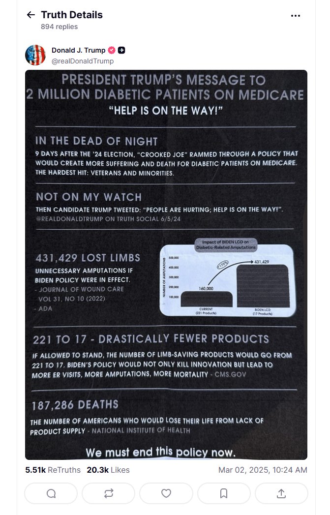 kenvogel's tweet image. NEW: A biotech company donated $5M to attend a March 1 dinner with Trump.

The company&apos;s co-owner brought a flier opposing a pending change limiting Medicare $ for his products.

The next day, Trump posted the flier on Truth Social.

The next month, the Medicare change was tabled