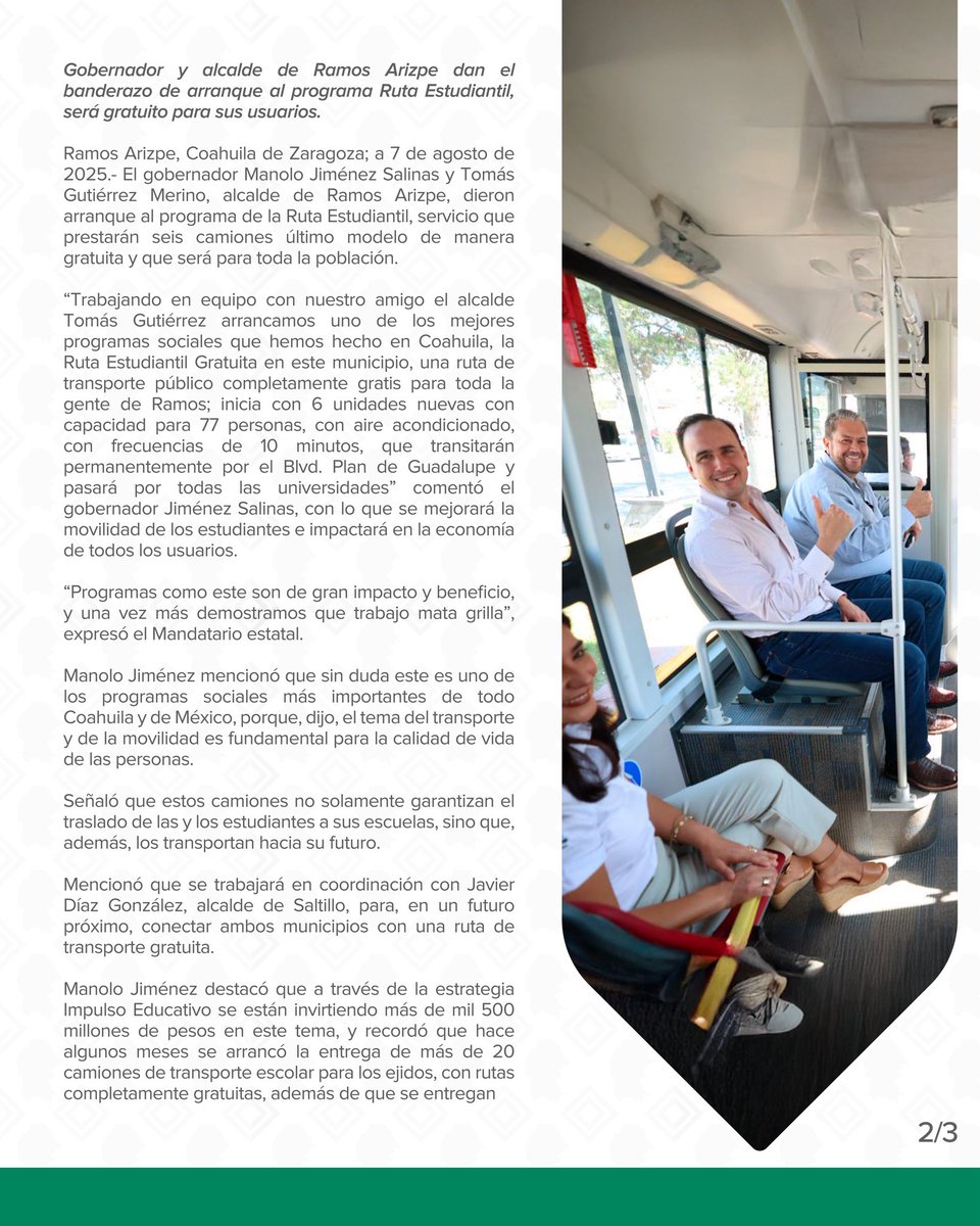 Mejorar la movilidad es fundamental para la calidad de vida de las y los coahuilenses: <a href="/manolojim/">Manolo Jiménez Salinas</a> 

#CoahuilaPaDelante #APasosDeGigante
<a href="/MejoraCoahuila/">Mejora Coahuila</a>