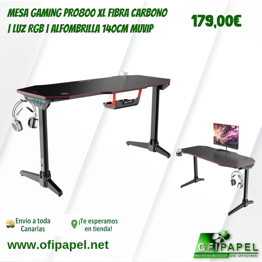 🎮 𝐌𝐄𝐒𝐀 𝐆𝐀𝐌𝐈𝐍𝐆 𝐌𝐔𝐕𝐈𝐏 𝐏𝐑𝐎𝟖𝟎𝟎 𝐗𝐋⁣
⁣
Superficie de fibra de carbono, alfombrilla XXL de 140 cm y luces RGB para una experiencia gaming total.⁣
⁣
✅ ¡Comodidad, estilo y tecnología en una sola mesa!⁣

⁣ofipapel.net⁣
⁣
#Tenerife #Canarias