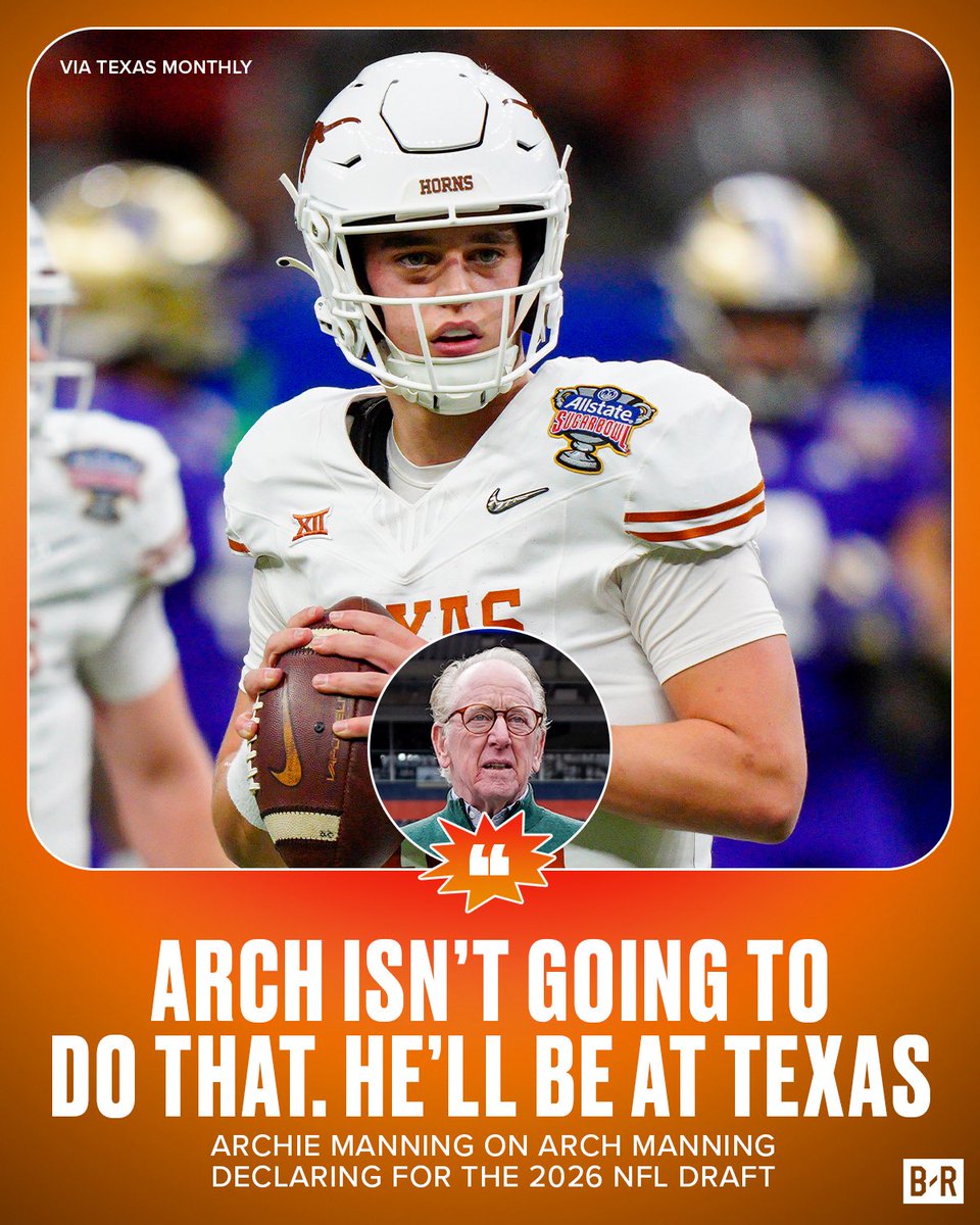 Archie Manning says his grandson Arch is staying with the Longhorns past this season 😮 

Could the potential No. 1 pick stay put in college?! 😳