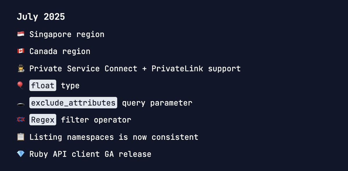 turbopuffer (@turbopuffer) on Twitter photo july changelog
turbopuffer.com/changelog july changelog
turbopuffer.com/changelog