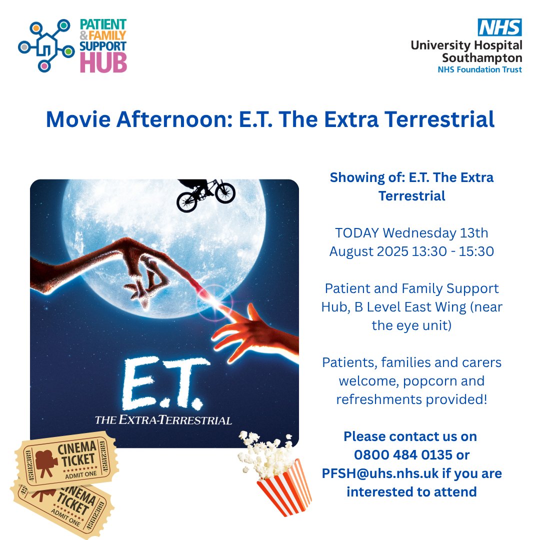 Our weekly Wednesday movie this afternoon will be a showing of E.T. The Extra Terrestrial! Please see below for details♥👇:
