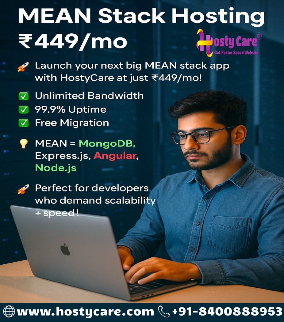 hostycare's tweet image. 🚀 Ready to scale your next big MEAN stack app?
Host it with HostyCare at just ₹449/month!
🌐 hostycare.com | 📞 +91-8400888953
#MEANStackHosting #HostyCare #NodejsHosting #AngularHosting #ExpressjsHosting #MERNvsMEAN #FullStackDeveloper #WebDeveloperIndia #Scalable