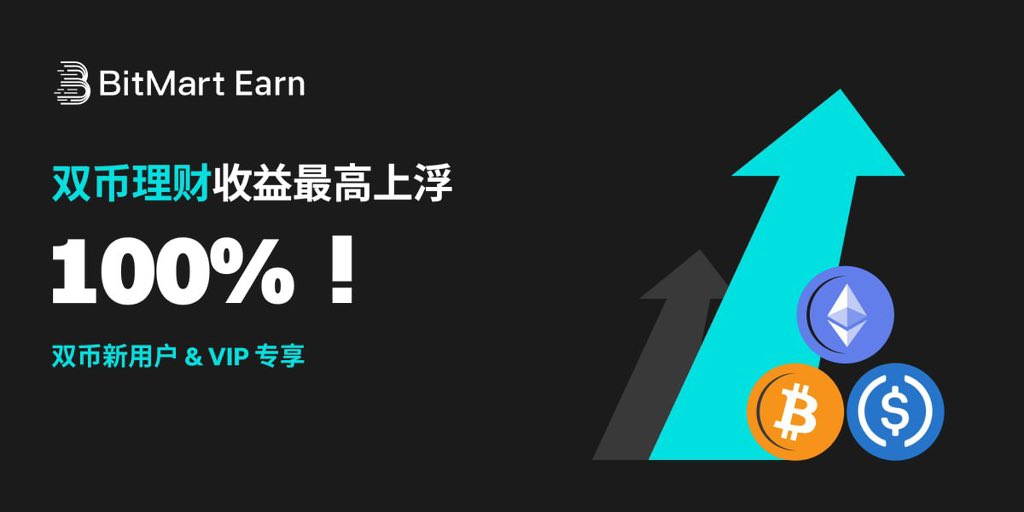 🌟BitMart 双币理财专属活动🌟

🚀新用户 &amp; VIP享最高100%额外奖励！

👉立即报名：bitmart.com/activity/dualn…

1️⃣活动 1：活动期间，所有首次参与双币理财的新用户将获得结算基础收益的额外50%奖励，如为BitMart VIP用户，额外奖励翻倍至基础收益的100%！
2️⃣活动 2：双币理财冲榜赢大奖，最高可得 1,000