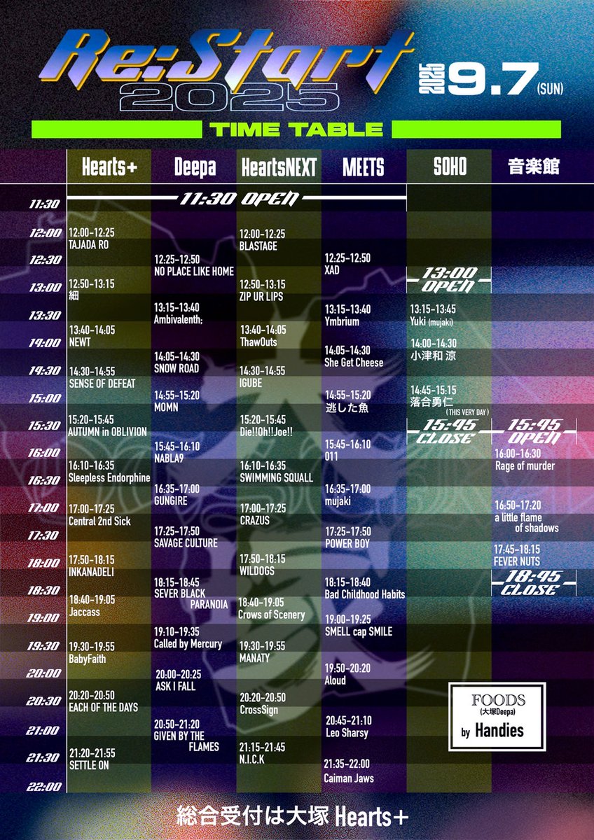 9/7はCRAZUS初のサーキットイベント！
そして初箱の大塚Hearts Next！！

大塚を最高に盛り上げたいし、どのバンドにも負けない気合で乗り込みますので是非見に来てください！！
ご予約はDMにてお待ちしております！！