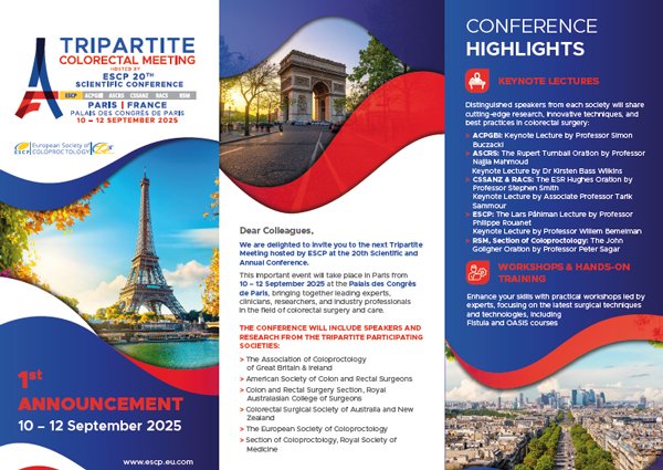 @ACPGBI (@acpgbi) on Twitter photo 📣 Join us at #Tripartite2025 in Paris from Sept 10–12!
🌍 Global meeting of colorectal experts featuring <a href="/ASCRS_1/">ASCRS_1</a> <a href="/ACPGBI/"><a href="/ACPGBI/">@ACPGBI</a></a> <a href="/CSSANZORG/">CSSANZ</a> <a href="/escp_tweets/">European Society of Coloproctology</a> RACS <a href="/RSMcoloproct/">RSM Coloproctology Section</a>
📍 Visit the @ACPGBI stand – we look forward to seeing you!
acpgbi.org.uk/events/1269/tr…
#ColorectalSurgery #Paris2025 📣 Join us at #Tripartite2025 in Paris from Sept 10–12!
🌍 Global meeting of colorectal experts featuring <a href="/ASCRS_1/">ASCRS_1</a> <a href="/ACPGBI/"><a href="/ACPGBI/">@ACPGBI</a></a> <a href="/CSSANZORG/">CSSANZ</a> <a href="/escp_tweets/">European Society of Coloproctology</a> RACS <a href="/RSMcoloproct/">RSM Coloproctology Section</a>
📍 Visit the @ACPGBI stand – we look forward to seeing you!
acpgbi.org.uk/events/1269/tr…
#ColorectalSurgery #Paris2025