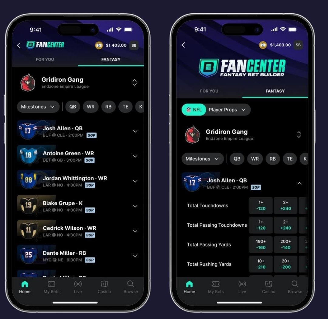 This NFL season ESPN Bet will serve bettors unique player props, parlays and other markets tailored to their ESPN Fantasy Football rosters (as long as they account link).