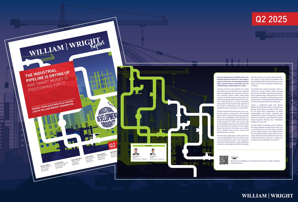 William Wright Report Q2 2025: The Industrial Pipeline is Drying Up and Smart Money is Positioning For It. The Metro Vancouver industrial market is now repositioning as capital begins to re-enter. 🔗 williamwright.ca/news/william-w…

#WilliamWrightCommercial #yyjre