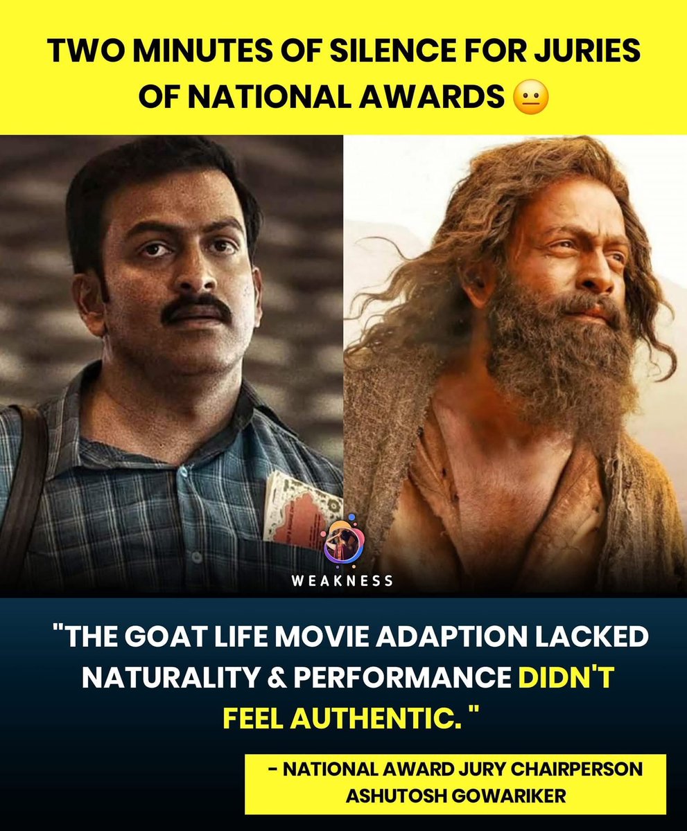 rajiv256's tweet photo. If the footnote is genuine, all the Cinema awards must be scrapped #nationalfilawards #Bollywood The #USP of #Goatlife is naturality and performance which is beyond comparison! https://t.co/KjBYMuBc5J