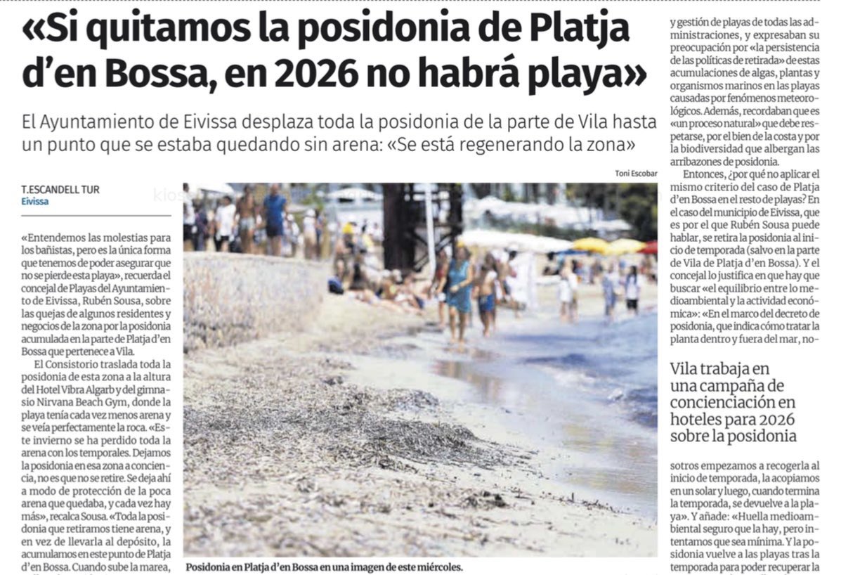 Oscar Torres (@oscarpiset) on Twitter photo Señor <a href="/Sousa__R/">Rubén Sousa</a>, es que tengo una duda, un buen amigo me pregunto esto:
Utilizará el <a href="/ajeivissa/">Ajuntament d'Eivissa</a> fotos actuales de sus playas para las ferias de promoción turística con el eslogan “La posidonia es vida”? Hay que tomarse problemas como estos más en serio, hay mucho en juego. Señor <a href="/Sousa__R/">Rubén Sousa</a>, es que tengo una duda, un buen amigo me pregunto esto:
Utilizará el <a href="/ajeivissa/">Ajuntament d'Eivissa</a> fotos actuales de sus playas para las ferias de promoción turística con el eslogan “La posidonia es vida”? Hay que tomarse problemas como estos más en serio, hay mucho en juego.