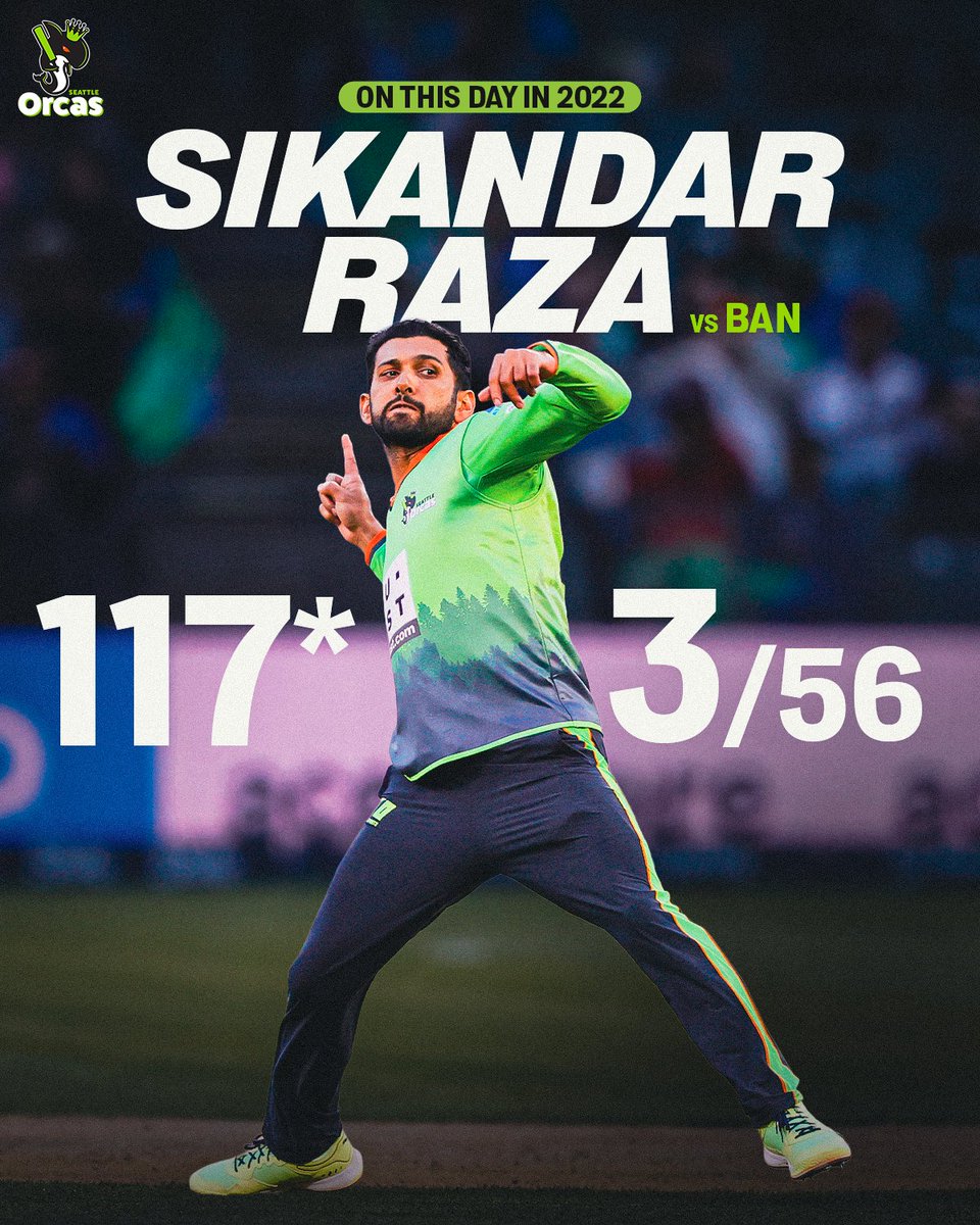 Seattle Orcas (@mlcseattleorcas) on Twitter photo #OnThisDay in 2022, Sikandar Raza's all-round performance stole the show 💥💚
#SeattleOrcas #AmericasFavoriteCricketTeam #SikandarRaza
<a href="/SRazaB24/">Sikandar Raza</a> #OnThisDay in 2022, Sikandar Raza's all-round performance stole the show 💥💚
#SeattleOrcas #AmericasFavoriteCricketTeam #SikandarRaza
<a href="/SRazaB24/">Sikandar Raza</a>