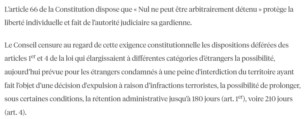 Paul CHIRON (@chironpaul) on Twitter photo Le Conseil constitutionnel censure l'allongement de la rétention de 90 jours à 210 jours !
C'est inespéré au regard du durcissement continue du droit des étrangers mais c'est surtout un terrible camouflet pour <a href="/BrunoRetailleau/">Bruno Retailleau</a>.
conseil-constitutionnel.fr/decision/2025/… Le Conseil constitutionnel censure l'allongement de la rétention de 90 jours à 210 jours !
C'est inespéré au regard du durcissement continue du droit des étrangers mais c'est surtout un terrible camouflet pour <a href="/BrunoRetailleau/">Bruno Retailleau</a>.
conseil-constitutionnel.fr/decision/2025/…