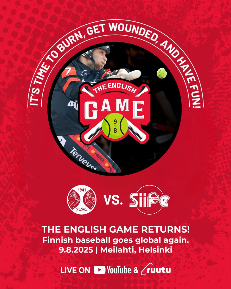 Superpesis Roundup (@superpesisr) on Twitter photo Join us once again this Saturday as we broadcast another #pesis game with full coverage in English. Available on Ruutu and YouTube, hosted by <a href="/PunaMustat/">Puna-Mustat, Hki</a>
#pesäpallo #FinnishBaseball #foryourpage Join us once again this Saturday as we broadcast another #pesis game with full coverage in English. Available on Ruutu and YouTube, hosted by <a href="/PunaMustat/">Puna-Mustat, Hki</a>
#pesäpallo #FinnishBaseball #foryourpage