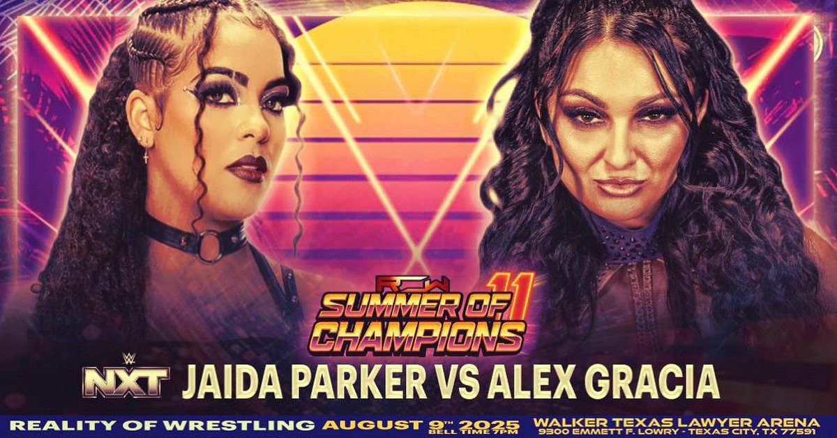 Reality of Wrestling (@theofficialrow) on Twitter photo 🚨 BREAKING NEWS 🚨
“The Pink Dream” <a href="/alexgracia3/">Alex Gracia</a> takes on NXT Superstar Jaida Parker this Saturday at Summer Of Champions!
📍 Walker Texas Lawyer Arena
9300 Emmett F Lowry Expy, Texas City, TX 77591
🎟️ Tickets on sale NOW ➡️ shorturl.at/JDf3J
#SummerOfChampions11 🚨 BREAKING NEWS 🚨
“The Pink Dream” <a href="/alexgracia3/">Alex Gracia</a> takes on NXT Superstar Jaida Parker this Saturday at Summer Of Champions!
📍 Walker Texas Lawyer Arena
9300 Emmett F Lowry Expy, Texas City, TX 77591
🎟️ Tickets on sale NOW ➡️ shorturl.at/JDf3J
#SummerOfChampions11