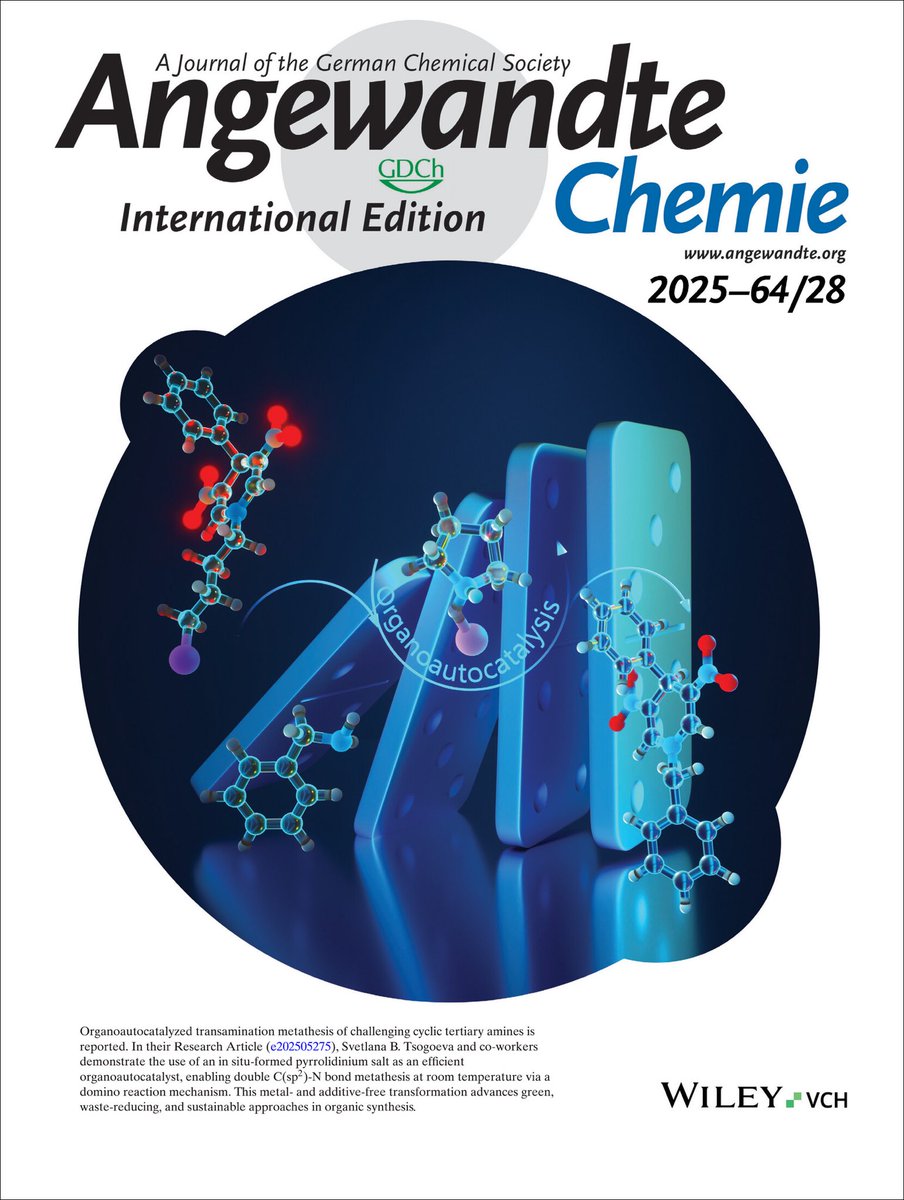 Ella_Maru's tweet photo. #CoverThursday: New Method for Greener Chemical Reactions 💚🧪🌿

Researchers from @Tsogoeva_Group have developed a new, #ecofriendly way to change the structure of certain complex nitrogen-containing molecules. They used a special compound that forms during the reaction itself to speed up the process even without the need for metals or extra chemicals. 
✨This method works at room temperature and allows two key chemical bonds to be swapped in one continuous step. It’s a promising advancement for making chemical reactions cleaner, more efficient, and better for the environment.

🔗 https://t.co/O6hstcB6ir

#sciart #science #scientific_illustration #chemistry #ellamaru #sciencegirl #sci_artist #sci_design #cover #scientific_cover #phd #phdlife