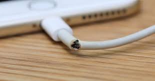 Check the charging cords on your cell phone &amp; other electronic devices. Damaged cords can arc &amp; start a fire.
Stop using any damaged cords &amp; replace them with one manufactured for your device.
#FireSafety 📱🔥
