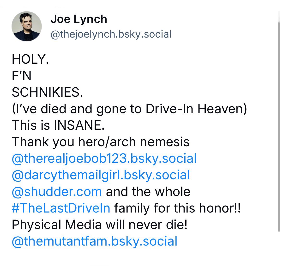 ICYMI: It’s Faux Bob vs. Joe Bob as #TheLastDriveIn comes to Blu-ray October 14th with a double feature directed by the one and only Joe Lynch.

Physical media will never die! #MutantFam