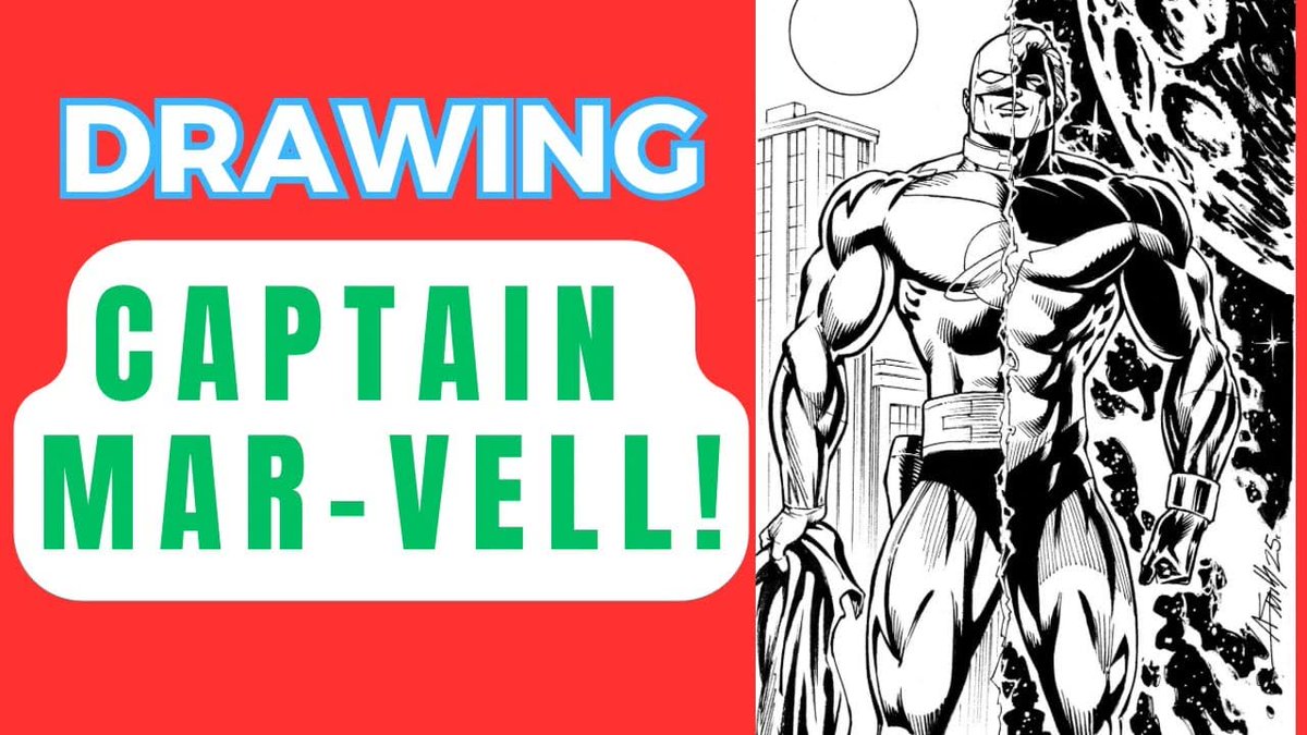 Reimagining Marvel Superheroes #12 Captain Marvel Cover in Black &amp; White Ink 

By ANDY SMITH

 comicsgate.org/2025/08/07/rei… 

#Comicsgate #TeamComics #Comics