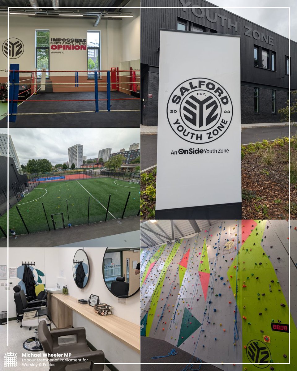 Today I visited Salford Youth Zone, a brilliant centre offering activities like boxing, dance, climbing &amp; arts for people aged 8 - 19.

It’s affordable &amp; inclusive, with entry just 50p &amp; no membership fees. A great asset for our community!

🔗 More info 👉 salfordyouthzone.org