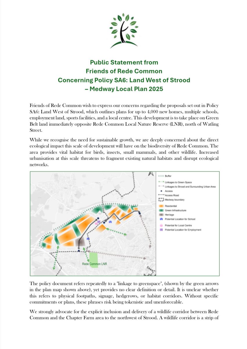 RedeCommon's tweet image. FoRC have made a public statement regarding the Medway Local Plan. We have also registered our views on the Local Plan with Medway Council. 
We are worried that more housing will potentially disintegrate our green corridor and endanger wildlife at the Common.