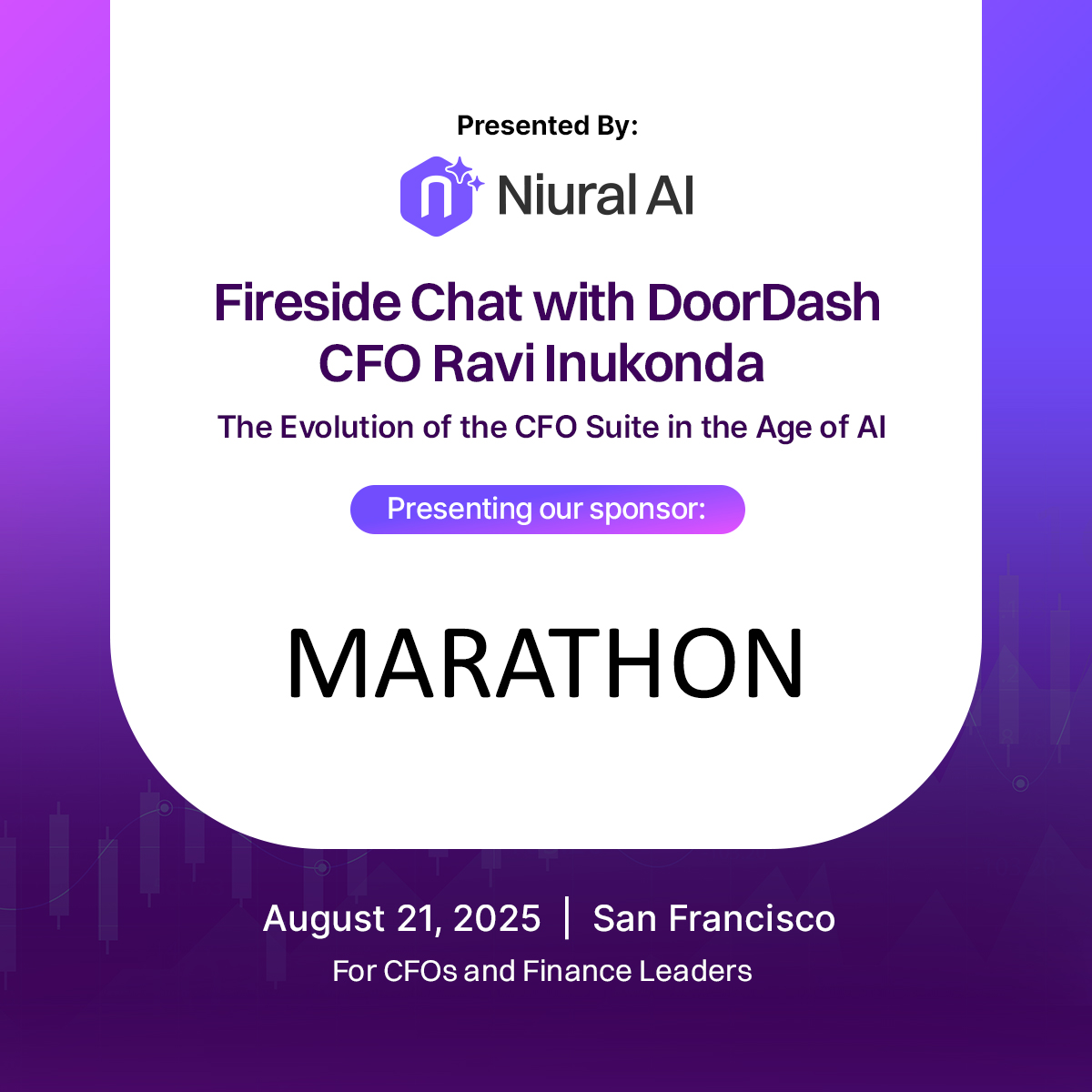 🚀 We’re excited to announce <a href="/MarathonMP/">Marathon</a> as a proud sponsor of our upcoming Fireside Chat with Ravi Inukonda, CFO at DoorDash.

Marathon is a venture capital firm that backs bold founders committed to defining, and dominating, their categories.

A huge thank you to <a href="/gokulr/">Gokul Rajaram</a> and